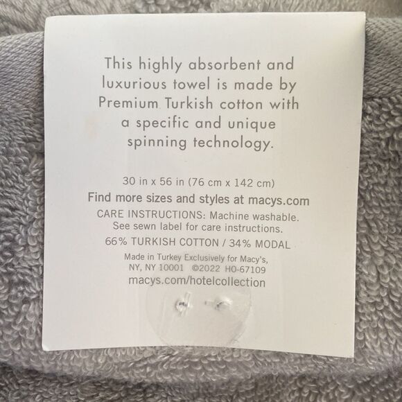 Hotel Collection Finest Elegance 30” X 56”Bath Towel, Color: Mica - Picture 5 of 5